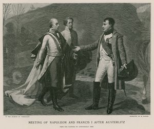 Ontmoeting van Napoleon en Frans I na Austerlitz door French School