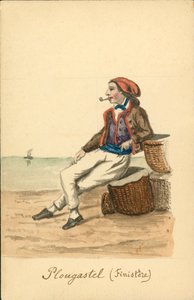 Mannenkostuum van Plougastel, Finistère door French School