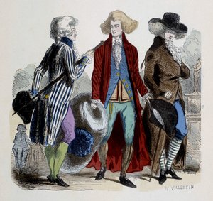 Mannenmode in Parijs in 1787.
