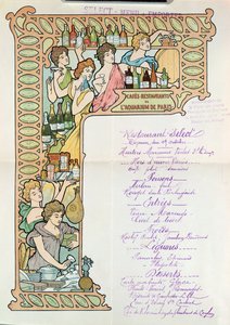 Menu van de Cafe Restaurants van het Aquarium de Paris