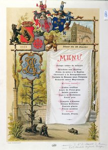 Menu, mogelijk van Le Bernois, 14 januari 1888 door French School