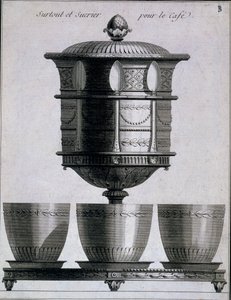 Metaalwerk: koffieset met lepels en suikerhouder, 1780-96 door French School