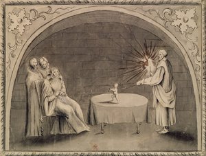 Michel de Nostradame (1503-66) en Catherine de Medici (1519-89) 1559 door French School