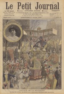 Mid-Lent processie in Parijs (kleurenlitho) door French School