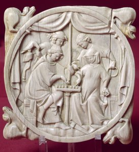 Spiegelkist met een schaakspel, ca. 1300
