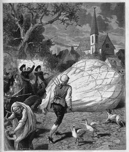 De aerostatische ballon van Monsieur de Montgolfier viel neer in Gonesse (Val-d