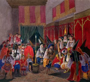 Moorse bruiloft in Algerije, ca. 1840-45 door French School