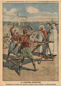 Marokkaanse wreedheid, hoe de stakende zeelieden worden behandeld, illustratie uit 