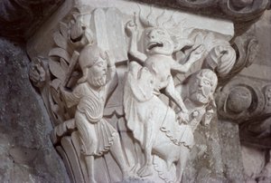 Mozes en het Gouden Kalf, kapiteelreliëf, ca. 1130 door French School