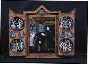 Rouwkast met scènes uit het leven van Christus en attributen van Henri II (1519-59) en Catherine de Medici (1519-89)