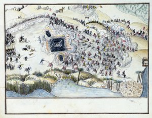 Woestijnslag tijdens Bonapartes Egyptische Campagne, 1798 door French School