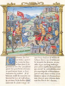 Slag bij Montlhery tijdens de Oorlog van de Liga van het Goede Publiek, 14 juli 1465, uit de Memoires van Philippe van Commines door French School