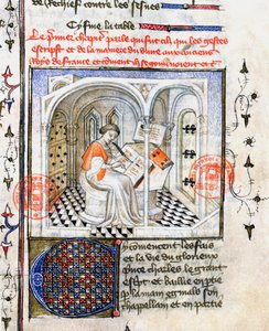 Ms.2028 Een monnik schrijft, uit Chroniques de Saint-Denis
