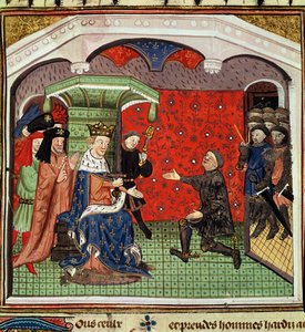 Ms. 1142 fol.4 Bertrand du Guesclin (c.1320-80) voor Karel V (1338-80) en zijn Hof door French School