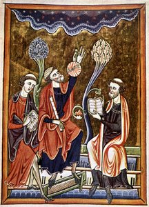 Ms 1186 f.1, De Astronoom, de Klerk en de Rekenaar, facsimile van een miniatuur uit het Psalmenboek (Psalter) van St. Louis en Blanche de Castile