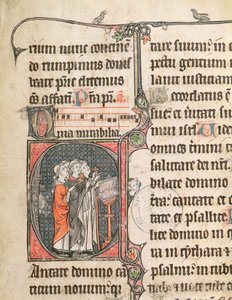 Ms 124 fol.98 Monniken zingen, uit een Psalter door French School