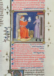 Een dokter die een urineanalyse uitvoert, uit een manuscript van Rhazes (Ibn Zakariya) (860-ca.923) door French School