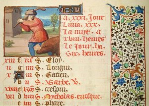 Ms 134 December: Een varken slachten, uit een getijdenboek