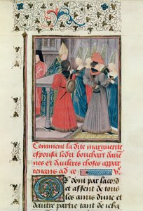 Ms 149 t.3 fol.149 Huwelijk van Marguerite de Constantinople met Bouchard d