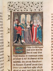 Ms. 149 t.3 fol.88 Het Huwelijk van Philippe Auguste (1165-1223) Koning van Frankrijk en Isabelle van Henegouwen, dochter van Graaf Baudouin door French School