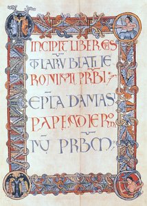Ms 154 fol.3 Pagina met tekst en een gebloemde rand, uit de brieven van St. Hiëronymus