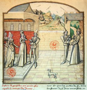 Griseldis en haar man de Markies de Saluces, illustratie uit 