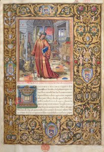 Ms. 1581 f. 001 Flavius Josephus in zijn studeerkamer, illustratie voor de Proloog van de Oudheden van de Joden (Antiquitates Judaicae) door Flavius Josephus, ca. 1503 door French School