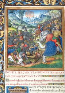 Ms. 1581 f. 154 Illustratie uit Boek VIII (Van de dood van David tot de dood van Achab), Hoofdstuk 1 van de Oudheden van de Joden (Antiquitates Judaicae) door Flavius Josephus - Hoe Salomo, toen hij door French School