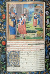 Ms. 1581 f. 349v Illustratie uit Boek XVIII (Van de verbanning van Archelaus tot het vertrek van de Joden uit Babylon), Hoofdstuk 1 van de Oudheden van de Joden (Antiquitates Judaicae) door Flavius door French School