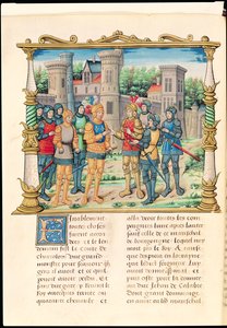 Het Verdrag van Conflans tussen Lodewijk XI en Karel de Stoute, Hertog van Bourgondië, oktober 1465, uit de Memoires van Philippe van Commines (1445-1509) door French School