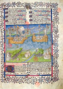 Ms 2028 fol. 2 De Trojaanse oorsprong van de Franse natie, uit de Grandes Chroniques de France