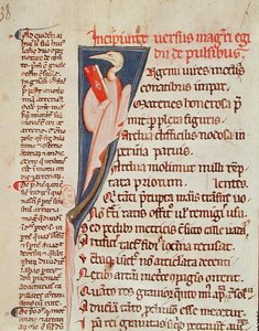 Ms 2046 fol.438 Een vogel die een boek vasthoudt door Gilles de Corbeil (1165-1222) uit 