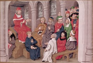 Jean de Gerson (1363-1429) predikt de Passie na het diner in de Kerk van St. Bernard, Parijs, uit Sermons sur la Passion et Traites Divers, ca.1480 door French School