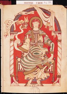 Ms 24 fol.15 St. Matteüs, illustratie uit het Evangelie van de Abdij van Corbie door French School