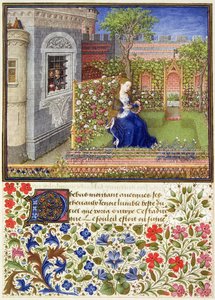 Ms 2617 Emilia in haar tuin, Plaat 22, uit La Teseida, door Giovanni Boccaccio (1313-75), 1340-41 door French School