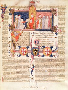 Jean Andre presenteert zijn werk aan paus Clemens V (ca. 1260-1314)