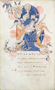 Ms 384 Christus in Glorie, pagina uit het Antifonarium van Saint-Denis door French School