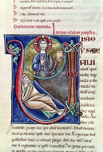 Ms 3 Geïllustreerde initiaal V of U met de profetie van Jesaja, uit de Bijbel van St. Sulpicius van Bourges