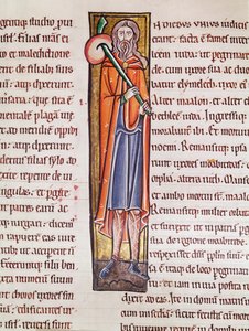 Ms 3 fol.76 Geïllustreerde initiaal I die Elimelech toont die op reis gaat, uit de Bijbel de Saint-Sulpice de Bourges