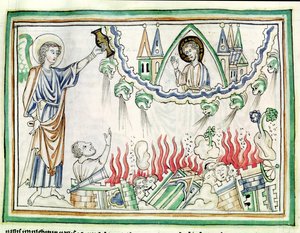 Ms 422 fol.77 De vernietiging van Babylon door French School
