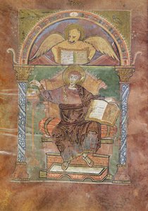 Ms 4 fol.66v St. Marcus, uit het Evangelie van St. Riquier, ca. 800 door French School