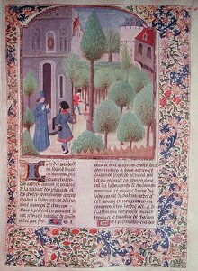Ms 5064 fol.105r Bomen planten, uit Livre des Prouffitz Champestres door Pietro de Crescenzi (1230-132021)