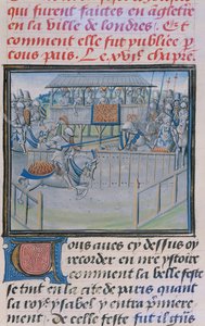 Ms 5190 f.88 Een Toernooi in Londen: Steekspel, uit Froissarts Kronieken door French School