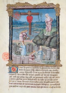 Ms 978 fol.31 De bouw van het kasteel, illustratie uit een spiritueel traktaat voor leken door Gabrielle de Bourbon