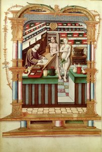 Christus de Apotheker met Adam en Eva, uit Chants royaux sur la Conception couronnee du Puy de Rouen door French School