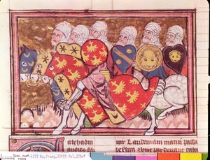 Ms Fr 22495 Fol.229 Het leger van Saladin, uit Le Roman de Godefroi de Bouillon, 1337 door French School