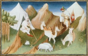 Karachar nomaden met hun kuddes, miniatuur uit 