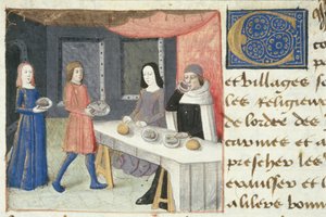 Maaltijd, uit Les Cent Nouvelles Nouvelles, 1462 door French School