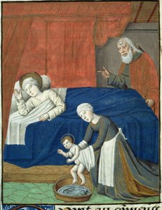 De Geboorte van de Heilige Maagd Maria, uit Vita Christi, door Ludolf van Saksen, ca.1300-7778 door French School