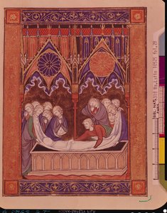 Ms Lat 10525 Fol.28 De begrafenis van Jakob in Kanaän, uit de Psalter van St. Louis, ca.1258-70 door French School